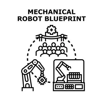 Robotic process automation machine learning development research Illustrazione stock