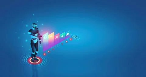 Robotic Process Automation Powered by Artificial Intelligence - RPA - 3D Isom Stock Illustration