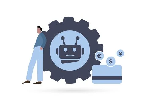 Robotic process automation - RPA system concept. Artificial intelligence and big Stock-Illustration