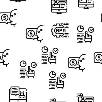 Robotic Process Automation Seamless Pattern Vector Stock Illustration