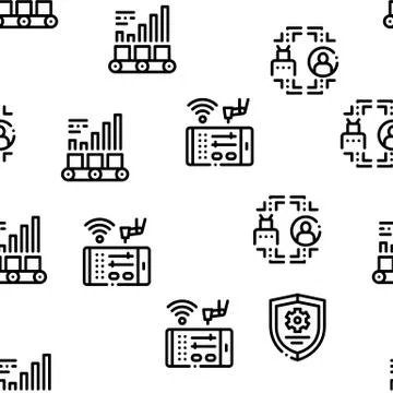 Robotic Process Automation Seamless Pattern Vector Stock Illustration