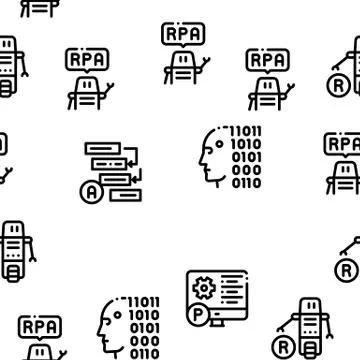Robotic Process Automation Seamless Pattern Vector Illustrazione stock