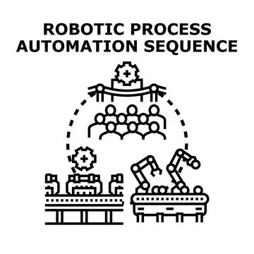 Robotic process automation sequence streamlining business operations Stockillustratie