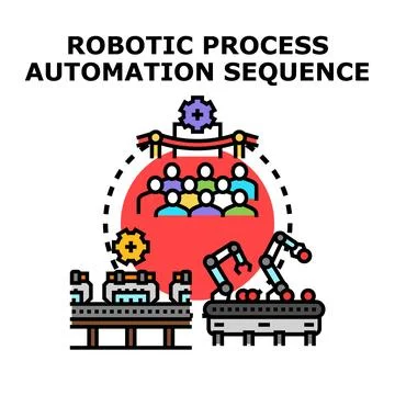 Robotic process automation sequence streamlining business operations Stock Illustration