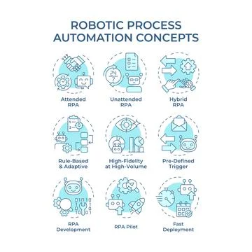 Robotic process automation soft blue concept icons Stock-Illustration
