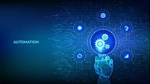 Robotic Process Automation software. RPA. IOT and Automation technology conce Stock Illustration