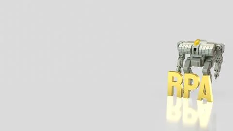 Robotic Process Automation Technology Concept with Industrial Robot 3d render Stock Illustration