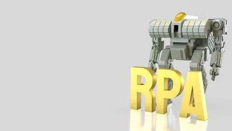 Robotic Process Automation Technology Concept with Industrial Robot 3d render Illustrazione stock
