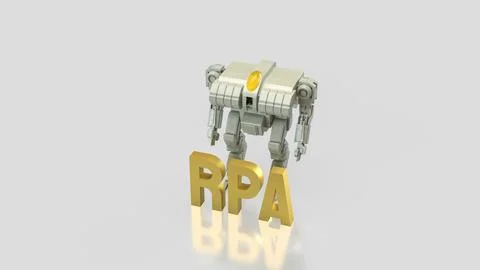 Robotic Process Automation Technology Concept with Industrial Robot 3d render 库存插图