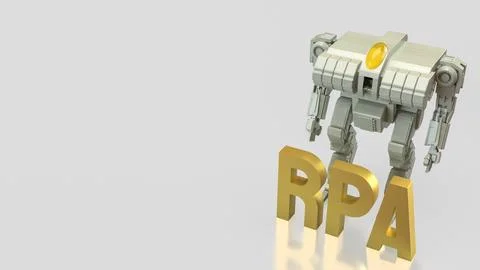 Robotic Process Automation Technology Concept with Industrial Robot 3d render Illustrazione stock