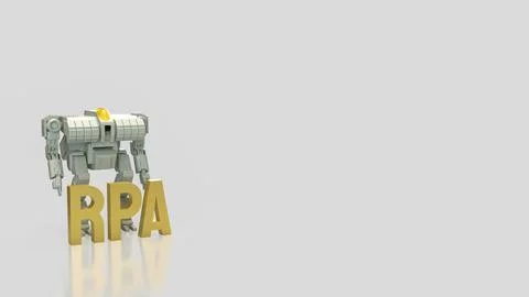 Robotic Process Automation Technology Concept with Industrial Robot 3d render Stock Illustration