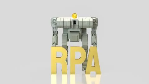 Robotic Process Automation Technology Concept with Industrial Robot 3d render Stock Illustration