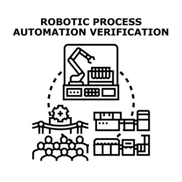Robotic process automation verification manufacturing industry concept Illustrazione stock