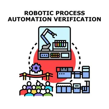 Robotic process automation verification manufacturing industry concept Stock Illustration