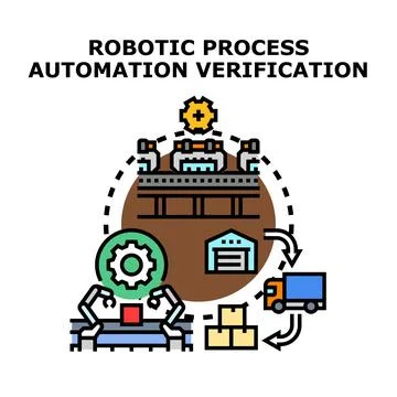 Robotic process automation verifying industrial manufacturing processing 库存插图