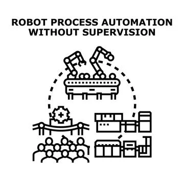 Robotic process automation without human supervision concept 스톡 일러스트