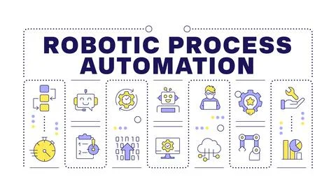 Robotic process automation word concept isolated on white Stock Illustration