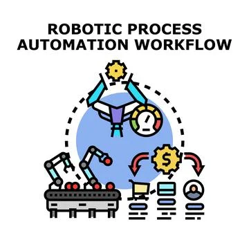 Robotic process automation workflow concept illustration Illustrazione stock
