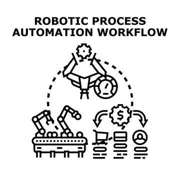 Robotic process automation workflow concept illustration Illustrazione stock
