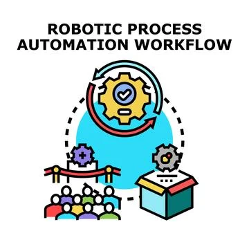 Robotic process automation workflow optimizing business processes Illustrazione stock