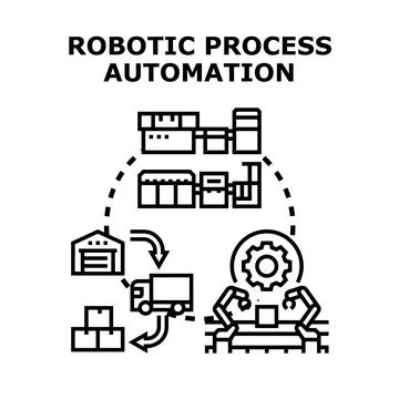 Robotic process automation workflow optimizing business operations Stock Illustration