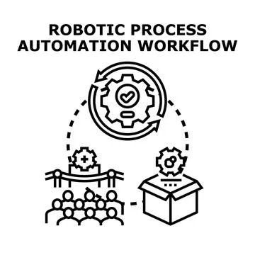 Robotic process automation workflow optimizing business processes Illustrazione stock