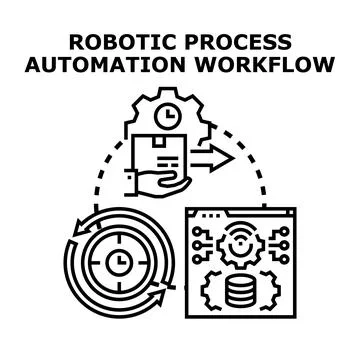 Robotic process automation workflow vector illustration イラスト素材