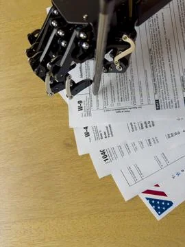 Robotic Processing of Tax Documents Stock Photos
