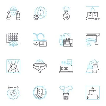 Robotic Production linear icons set. Automation , Precision , Efficiency Stock Illustration