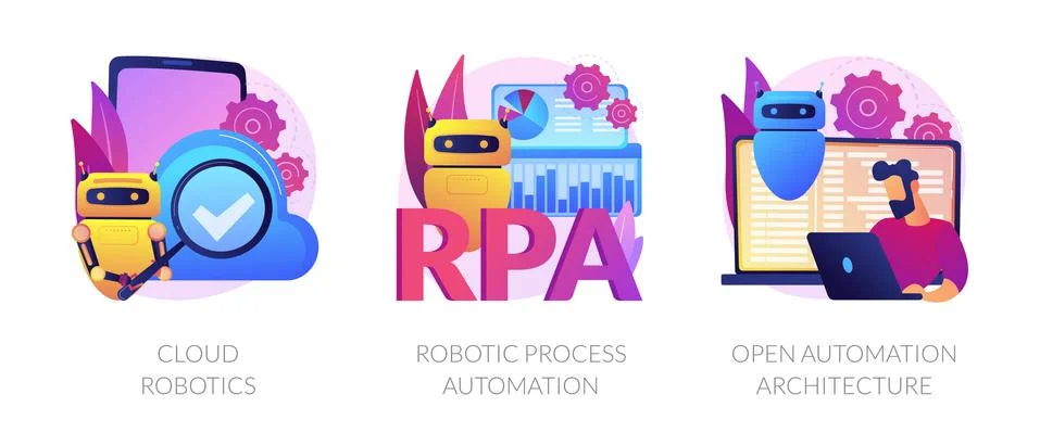 Robotic programmes development vector concept metaphors Ilustração Stock