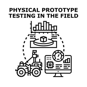 Robotic prototype testing in field research and development Stock Illustration