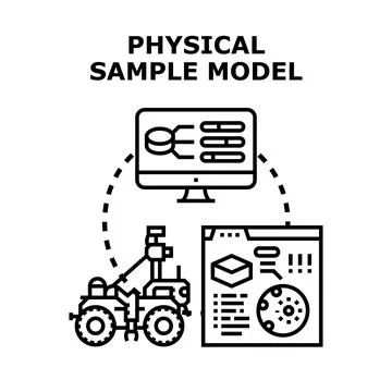 Robotic rover analyzing physical sample model data Stock Illustration
