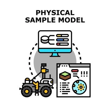 Robotic rover analyzing physical sample model data Stock Illustration