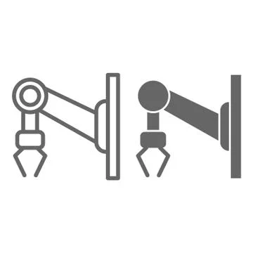 Robotic shipping line and solid icon, delivery symbol, crane hook lifting イラスト素材