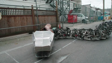 Robotic snake crawling in a road Stock Footage 93578788