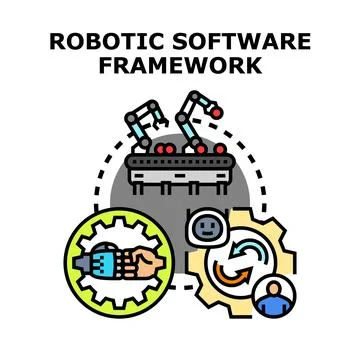 Robotic software framework managing automation processes and collaboration 스톡 일러스트