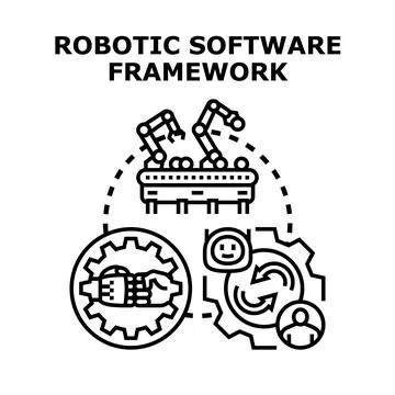 Robotic software framework managing automation processes and collaboration 库存插图