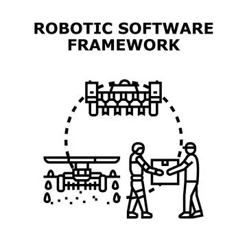 Robotic software framework managing diverse automation systems Stock Illustration