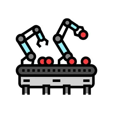 Robotic sorting system robot harvests color icon vector illustration Illustrazione stock