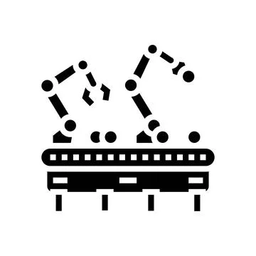 Robotic sorting system robot harvests glyph icon vector illustration Stock Illustration