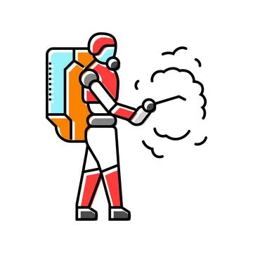 Robotic sorting system robot harvests color icon vector illustration Stock Illustration