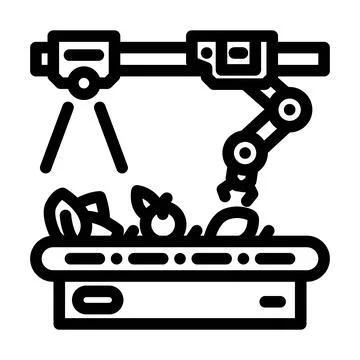 Robotic sorting system robot harvests line icon vector illustration イラスト素材