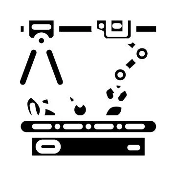 Robotic sorting system robot harvests glyph icon vector illustration Illustrazione stock