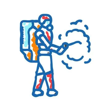 Robotic sorting system robot harvests icon doodle illustration Stock Illustration