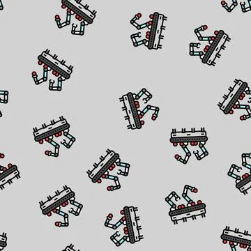 Robotic sorting system robot harvests vector seamless pattern 库存插图