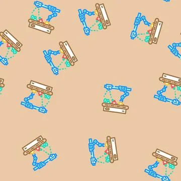 Robotic sorting system robot harvests vector seamless pattern Stock Illustration