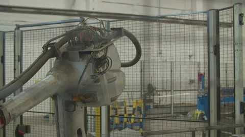 Robotic sorting system. Robotic arm robot is sorting details in smart warehouse Stock Footage 153469585