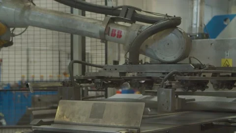 Robotic sorting system. Robotic arm robot is sorting details in smart warehouse Stock Footage 153469613