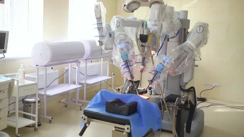 In the robotic surgery operating room. Robotic surgery. Stock Footage 307491243
