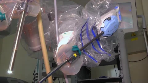 In the robotic surgery operating room. Robotic surgery. Stock Footage 307491358
